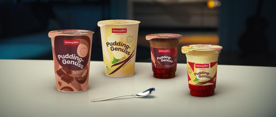 Mit gleich vier Produkten sorgt die SalzburgMilch für unvergleichlich cremigen Pudding-Genuss – auch in Verbindung mit edlen Früchten.
