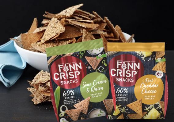 Die Finn Crisp Snacks sind eine leichte und fettarme Knabberei aus Vollkornroggen mit würzigem Geschmack.