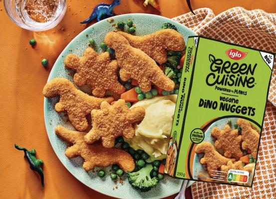 Mit den veganen Dino Nuggets bringt iglo Spaß und Abwechslung für die ganze Familie in den pflanzlichen Speiseplan. 