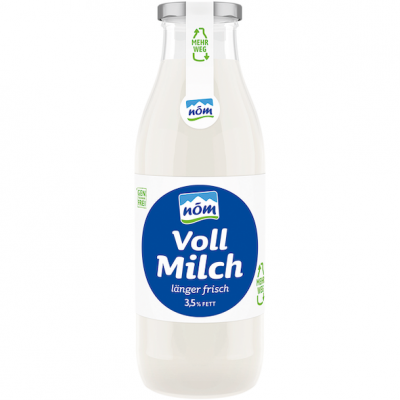 nöm Voll Milch länger frisch in der Mehrweg-Glasflasche