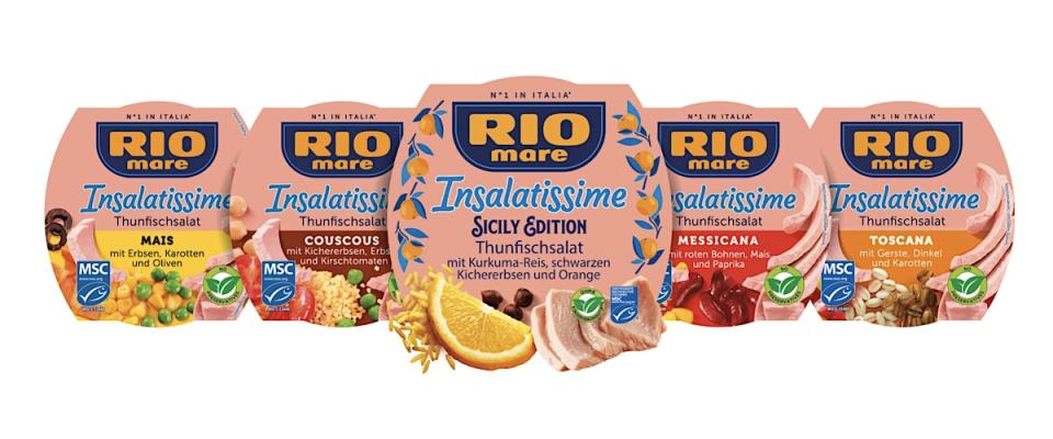 Bei der sommerlichen Insalatissime Sicily Edition kombiniert Rio Mare MSC-zertifizierten Thunfisch mit den fruchtig-würzigen Aromen Siziliens.